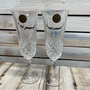Set of 2 Cristal d'Arques‎ Longchamp Champagne Flutes Made in France Vintage